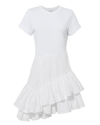 3.1 Phillip Lim + Flamenco Ruffle T-Shirt Dress White