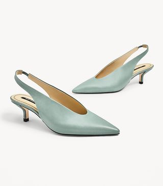 Zara + Slingback Leather High Heel Shoes