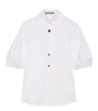 Lela Rose + Stretch Cotton-Poplin Shirt