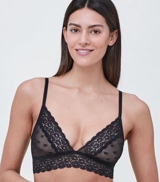 Skarlett Blue + Dare Fully Adjustable Plunge Bralette with Dotted Stretch Lace