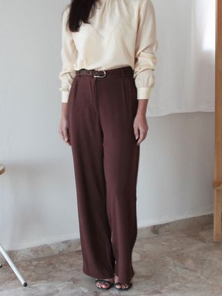 Vintage + Deadstock Brown Viscose Trousers