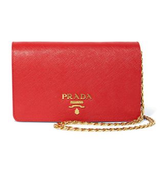 Prada + Textured-Leather Shoulder Bag
