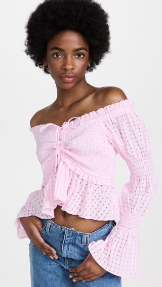 English Factory + Off the Shoulder Smocked Top