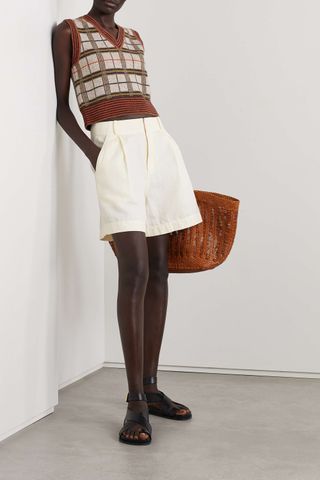 Apiece Apart + Francoise Pleated Linen and Cotton-Blend Twill Shorts