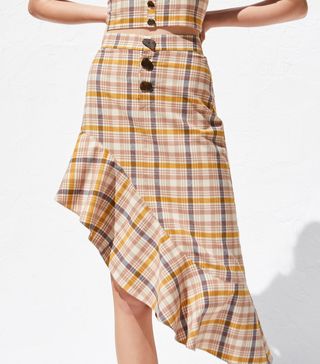 Zara + Plaid Asymmetrical Skirt