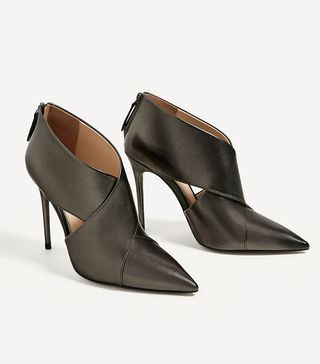 Zara + Wrap Around Leather High Heel Ankle Boots