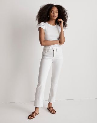 Madewell + Kick Out Crop Jeans in Pure White