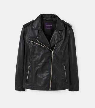 Violeta by Mango + Zip-Detail Leather Biker Jacket