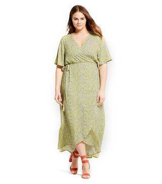 Who What Wear + Plus Size Flutter Sleeve Maxi Dress