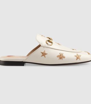 Gucci + Princetown Embroidered Leather Slipper