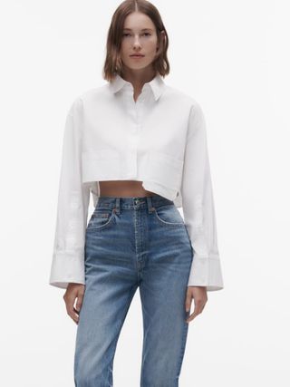 Zara + Cropped Poplin Shirt