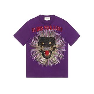 Gucci + Panther With Rays Cotton T-Shirt