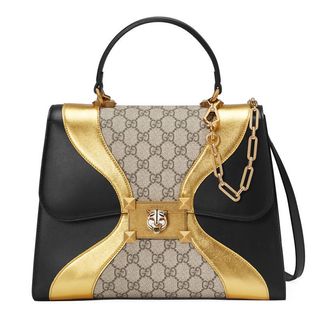 Gucci + Iside GG Supreme and Leather Top Handle Bag