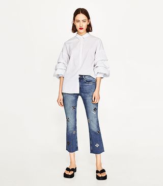 Zara + High Waisted Jeans With Gems
