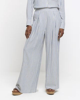 River Island + Stripe Wide Leg Trousers