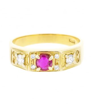 Lila's + Vibrant Round Brilliant Cut Ruby and Diamond Ring