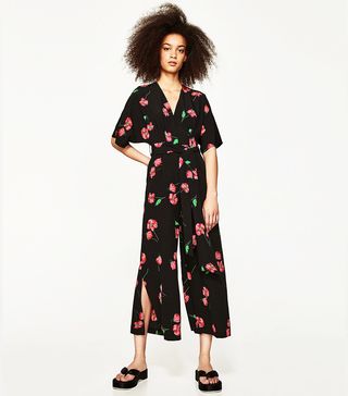 Zara + Floral Print Jumpsuit