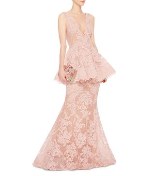 Marchesa + Lace Peplum Gown