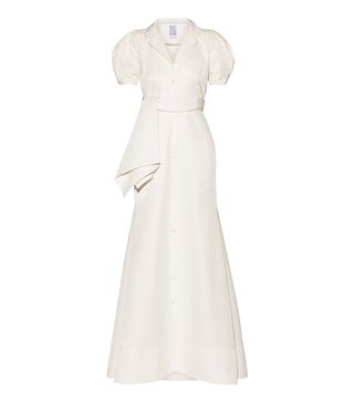 Rosie Assoulin + Belted Cotton-Blend Faille Gown