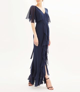 Topshop + Angel Sleeve Ruffle Maxi Dress