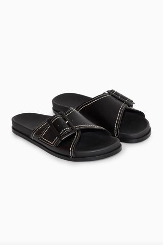 COS + Contrast-Stitch Buckled Leather Slides