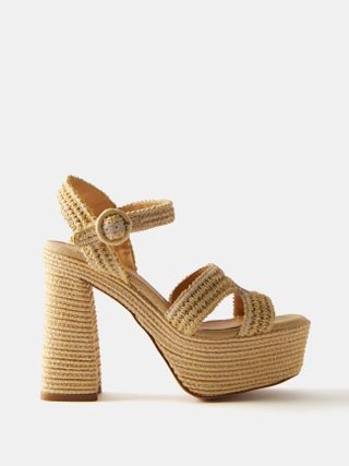 Castañer + Adriana 110 Raffia-Woven Platform Sandals