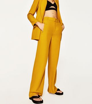 Zara + High Waist Wide Trousers