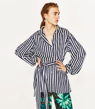 Zara + Striped Tunic With Sash Belt