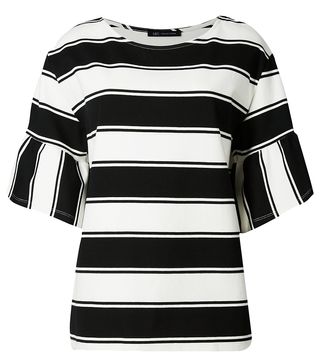 Marks & Spencer + Cotton Rich Striped Flared Sleeve T-Shirt