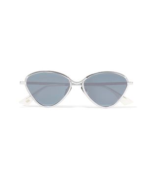 Le Specs + Bazaar Cat-Eye Silver-Tone Mirrored Sunglasses