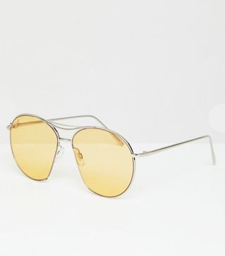 Jeepers Peepers + Round Sunglasses With Yellow Lenses