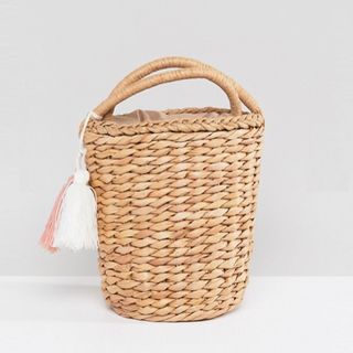 Glamorous + Circular Straw Bag With Tassel
