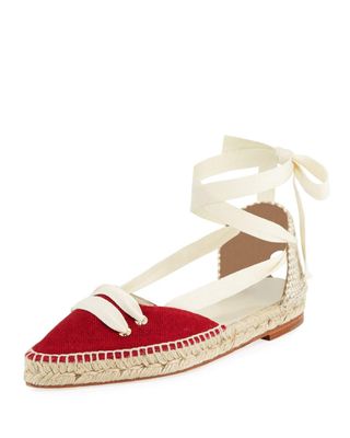 Castañer x Manolo Blahnik + Flat Lace-Up Two-Tone Espadrille