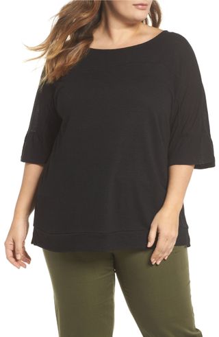 Caslon + Ruffle Sleeve Yoke Linen Blend Tee