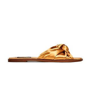 Zara + Satin Bow Slides in Golden