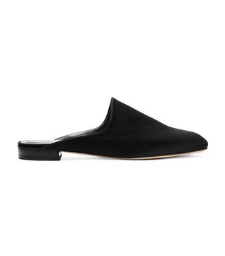 Stuart Weitzman + Mulearky Flats in Satin Black