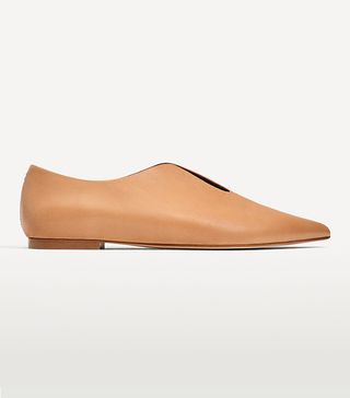 Zara + Flat Pointy Leather Shoes