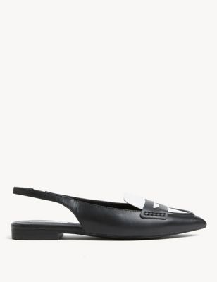 M&S Collection + Leather Flat Slingback Shoes