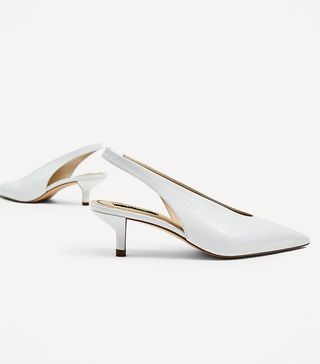Zara + Slingback Leather High Heel Shoes