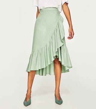 Zara + Ruffled Wrap Skirt