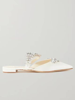 Manolo Blahnik + Lurum 45 Crystal-Embellished Satin Mules