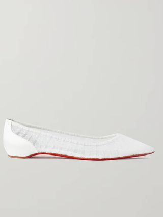 Christian Louboutin + Kate Draperia Glittered Tulle and Satin Ballet Flats