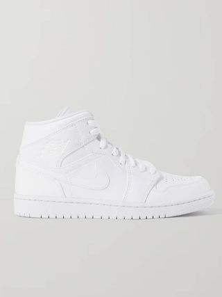 Nike + Air Jordan 1 Mid Leather and Faux Textured-Leather Sneakers