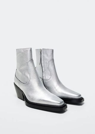 Mango + Leather Cowboy Ankle Boot