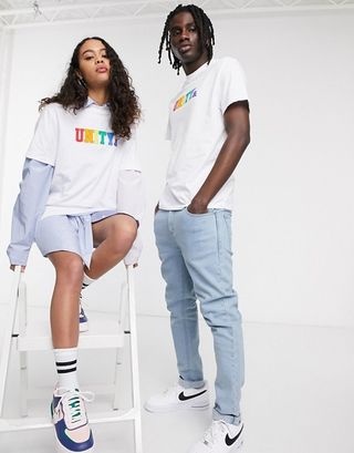 ASOS Design x GLAAD + Unisex T-Shirt With Unity Logo in White