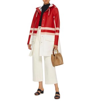 Marni + Striped Midi-Length Raincoat