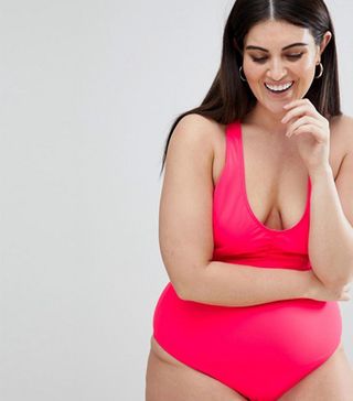 ASOS Curve + Ruched Front Racer Back Swimsuit