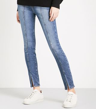Good American + Good Waist Split-Hem Slim-Fit High-Rise Jeans