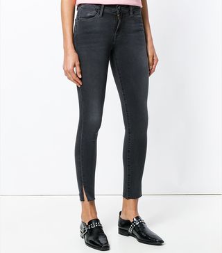 Frame Denim + Split Hem Skinny Jeans