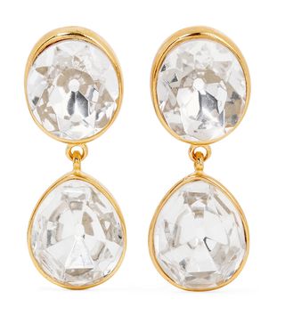 Kenneth Jay Lane + Gold-Plated Crystal Clip Earrings